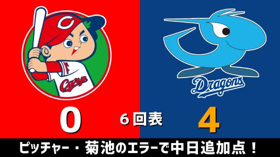 8月12日(水)　セ・リーグ公式戦「広島vs.中日」　スコア速報