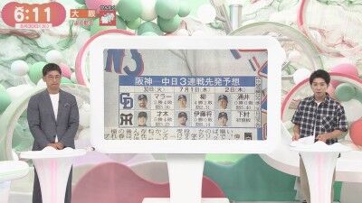 6月30日(火)からのセ・リーグ公式戦「阪神vs.中日」3連戦、両チーム先発予想6人