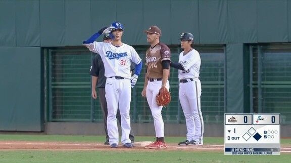 中日・森駿太、台湾合流即初ヒット!!! 初球で結果を残し、このポーズ!!!【動画】