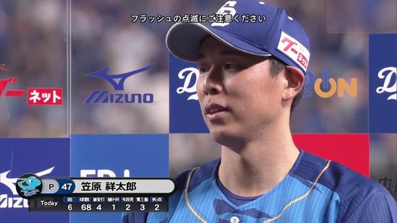 満面の笑み(?)で喜ぶ中日・笠原祥太郎