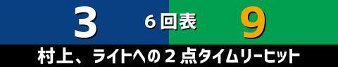 7月2日(金)　セ・リーグ公式戦「中日vs.ヤクルト」【試合結果、打席結果】　中日、3-9で敗戦…　序盤から毎回失点を許し、中盤に一気に突き放される…