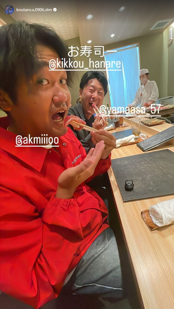 中日若手選手たち、寿司を食べにいく