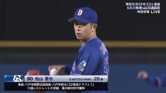 中日・松山晋也、今季最終登板できっちり試合を締める！！！