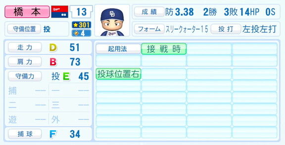 中日・橋本侑樹、『パワプロ2026』6月11日(木)アップデートでの選手能力査定・紹介文は…?