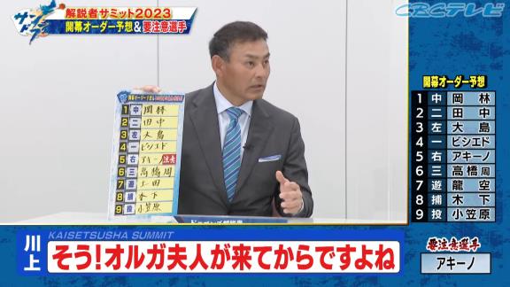 川上憲伸さん、中日開幕オーダーを予想　新助っ人・アキーノの活躍のために一番大事なものは「アキーノじゃなくて、アキーノの家族」