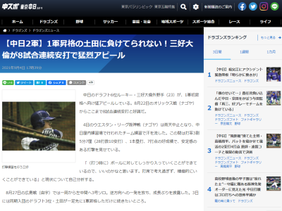 中日ドラフト6位・三好大倫「土田とはポジションが違いますけど負けてはいられないですね」