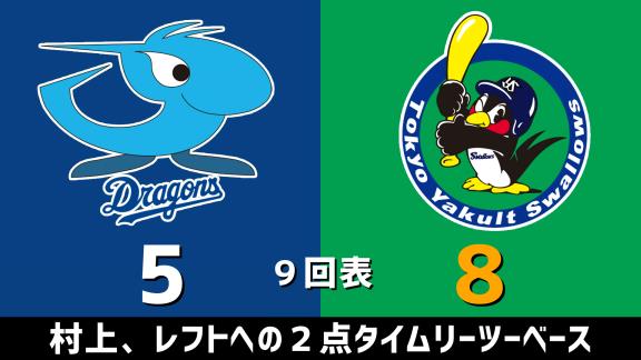 7月9日(木)　セ・リーグ公式戦「中日vs.ヤクルト」　スコア速報