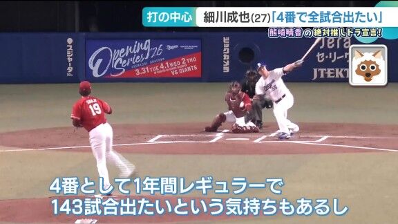 中日・細川成也、“4番”への想い