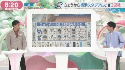 5月12日(火)からのセ・リーグ公式戦「DeNAvs.中日」3連戦、両チーム先発予想6人