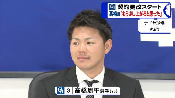 中日・高橋周平「優勝したら給料上げてくれると言ったので、優勝したいと思います」【動画】