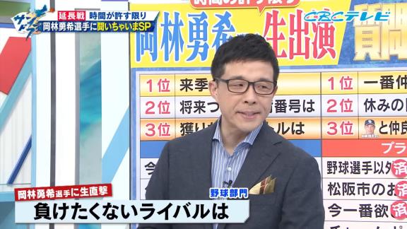 CBC・若狭敬一アナ「石川昂弥と自分の位置というのはどう感じています？」 → 中日・岡林勇希選手の答えに若狭アナが驚く