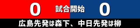 7月14日(水)　セ・リーグ公式戦「広島vs.中日」【試合結果、打席結果】　中日、0-2で敗戦…　好投する先発を援護できず、3連敗で前半戦を終える…