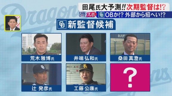 田尾安志さんの中日ドラゴンズ新監督候補イチオシは？「個人的には…」