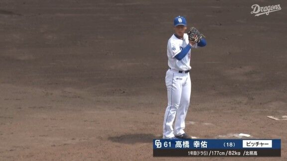 中日ドラフト5位・高橋幸佑、ピンチを招くも無失点で切り抜ける