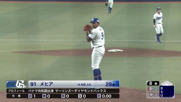 中日・メヒア、三者凡退ピッチング!!!
