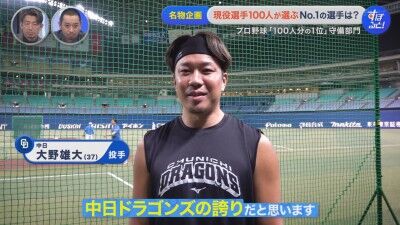 中日・大野雄大「それアウトにするのという守備を沢山してくれていますから。中日ドラゴンズの誇りだと思います。田中幹也選手です」