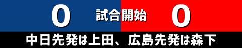 9月8日(木)　セ・リーグ公式戦「中日vs.広島」【試合結果、打席結果】　中日、2-0で勝利！　投手陣が見事な完封リレー！！！上田洸太朗がプロ初勝利を挙げる！！！