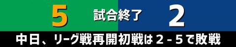 6月18日(金)　セ・リーグ公式戦「ヤクルトvs.中日」【試合結果、打席結果】　中日、2-5で敗戦…　リーグ戦再開初戦、一度は追いつくも勝利ならず…