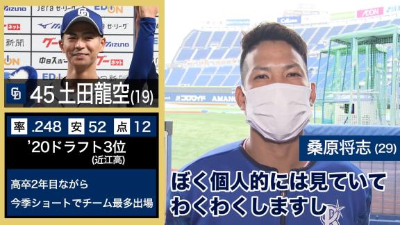 DeNA選手が選ぶNEXTブレイク選手　桑原将志選手「中日の土田龍空くん」「熱い気持ちを秘めた選手」「僕、個人的には見ていてワクワクします」「いつも可愛い顔してんなぁ」「土田くん、本当に良い顔して野球していると思います」