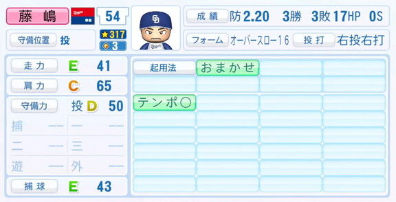 11月20日(木)『パワプロ2025』シーズン終了時点アップデート！！！　中日・藤嶋健人の最終的な選手能力査定