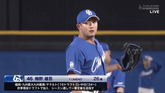 中日・梅野雄吾、試合を締める!!!