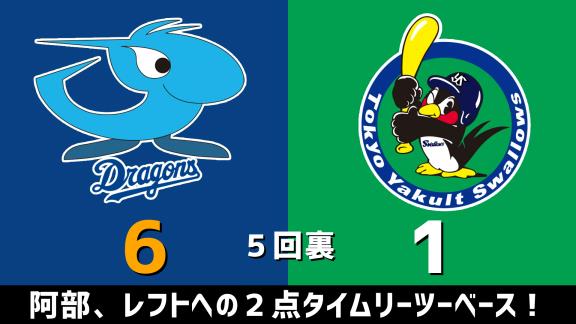 9月21日(月)　セ・リーグ公式戦「中日vs.ヤクルト」　スコア速報