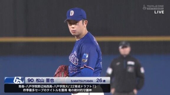 中日・松山晋也、ピンチを招くも無失点！！！