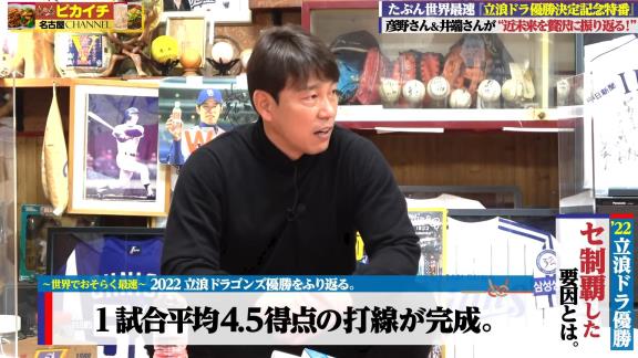 井端弘和さんと彦野利勝さん、2022年中日ドラゴンズ優勝記念特番に出演！！！