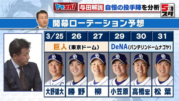 中日・与田剛EAが予想する“中日ドラゴンズ開幕ローテーション”　3本柱に期待する勝ち星の数は3人合わせて…？