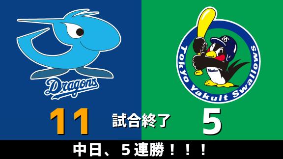 9月23日(水)　セ・リーグ公式戦「中日vs.ヤクルト」　スコア速報