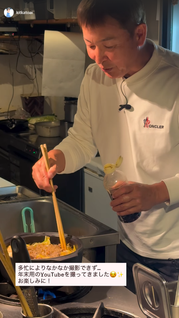 元中日監督・立浪和義さん、料理動画を撮影する