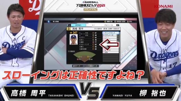 中日・高橋周平と柳裕也が『プロスピ2021』の自分達の選手データを見た感想は…？