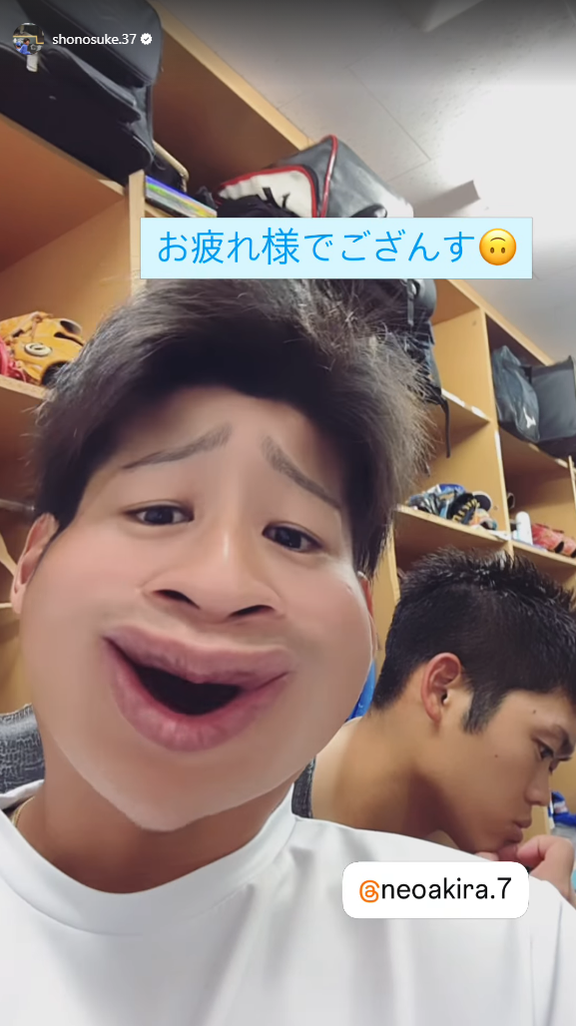 中日・濱将乃介「お疲れ様でござんす」　根尾昂「濱はいつも元気です」