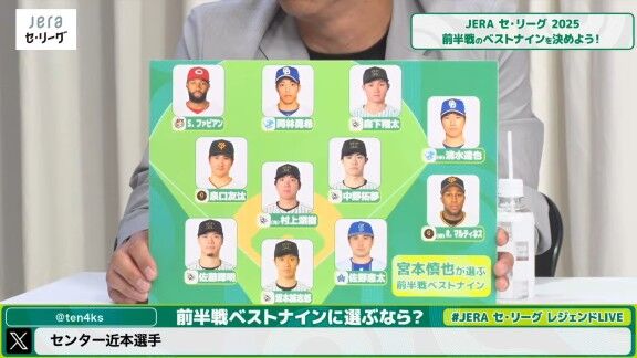 川上憲伸さん、高橋由伸さん、宮本慎也さん、佐々木主浩さん、鳥谷敬さん、前田智徳さん、それぞれが選ぶ『セ・リーグ前半戦 勝手にベストナイン 2025』