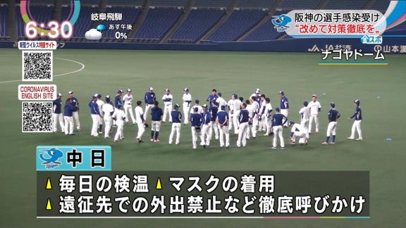 中日、ロッカー内でもマスク徹底へ　与田監督「つけられる時はマスクをつけていこうと」