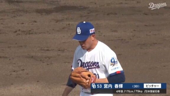 中日・宮内春輝、今日の登板結果