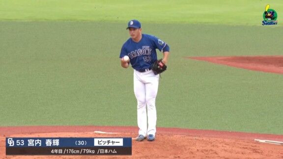 中日・宮内春輝、今日の登板結果