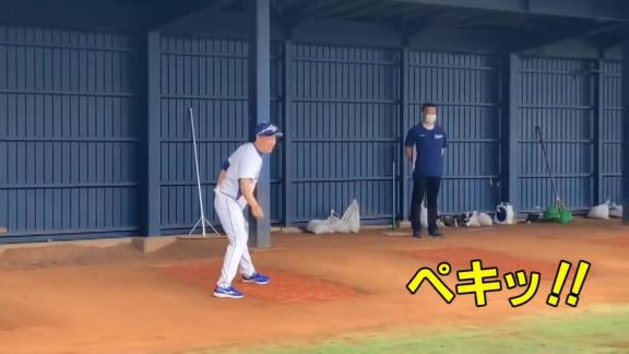 ブルペン入りした中日・立浪和義監督「バッター小田」 → ダミーくんにデッドボール → 小田幸平コーチ「儲けもんです…ランナー1塁です」【動画】