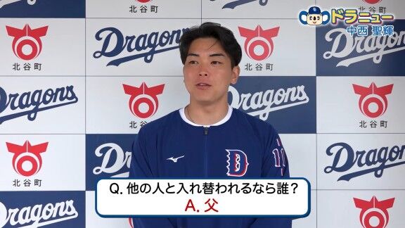 Q.他の人と入れ替わるなら誰？ → 中日ドラフト1位・中西聖輝の答えが…