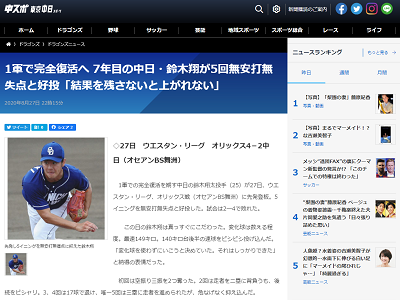 中日・鈴木翔太、圧巻の5回“ノーノー”ピッチング！　完全復活へ「とにかく結果を残さないと、1軍に上がれない」【投球結果】