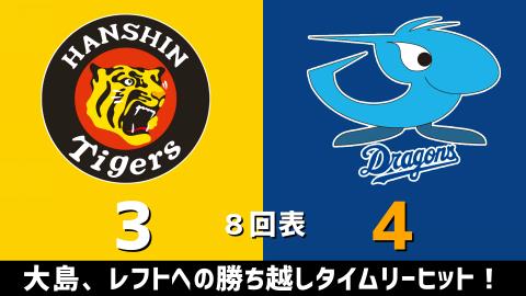 4月2日(金)　セ・リーグ公式戦「阪神vs.中日」【試合結果、打席結果】　中日、6-3で勝利！終盤5得点で逆転勝利！！！