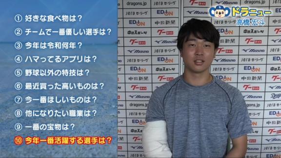 Q.今年一番活躍する選手は？　中日・高橋宏斗投手「僕です」