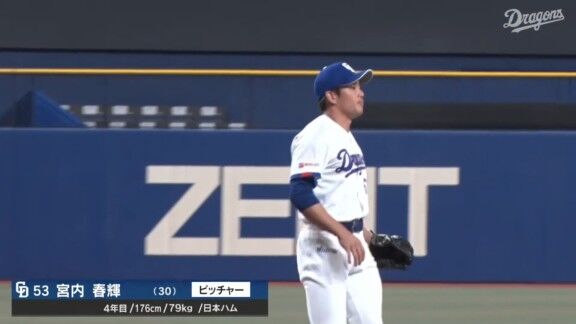 中日・宮内春輝、今日の登板結果