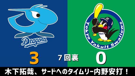 9月22日(火)　セ・リーグ公式戦「中日vs.ヤクルト」　スコア速報