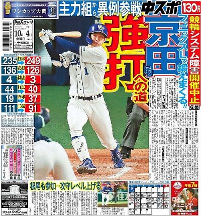 京田、異例のフェニックスL参戦 7日から宮崎で、強打磨く