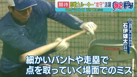 2月20日(木) 練習試合「中日vs.ヤクルト」の試合後、1人居残りバント練習をしていた選手の姿が…?