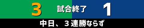 5月12日(木)　セ・リーグ公式戦「ヤクルトvs.中日」【試合結果、打席結果】　中日、1-3で敗戦…　ヒットは出るもチャンスに繋げられず…