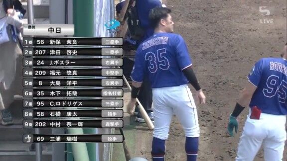 中日・石橋康太、打球直撃で途中交代…