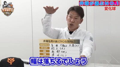 井端弘和さんが選ぶ『プロ野球 ジャンル別No.1』　変化球部門1位として中日投手の名前を挙げる