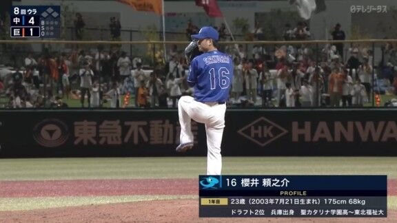 中日ドラフト2位・櫻井頼之介、好投を見せる！！！
